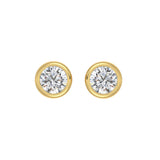 LADIES SOLITAIRE EARRINGS 3CT ROUND DIAMOND 14K YELLOW GOLD
