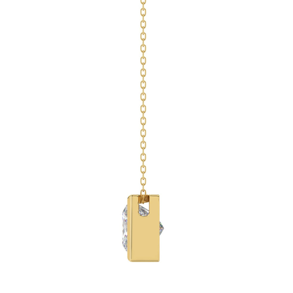 LADIES SOLITAIRE PENDANT 2CT PRINCESS DIAMOND 14K YELLOW GOLD
