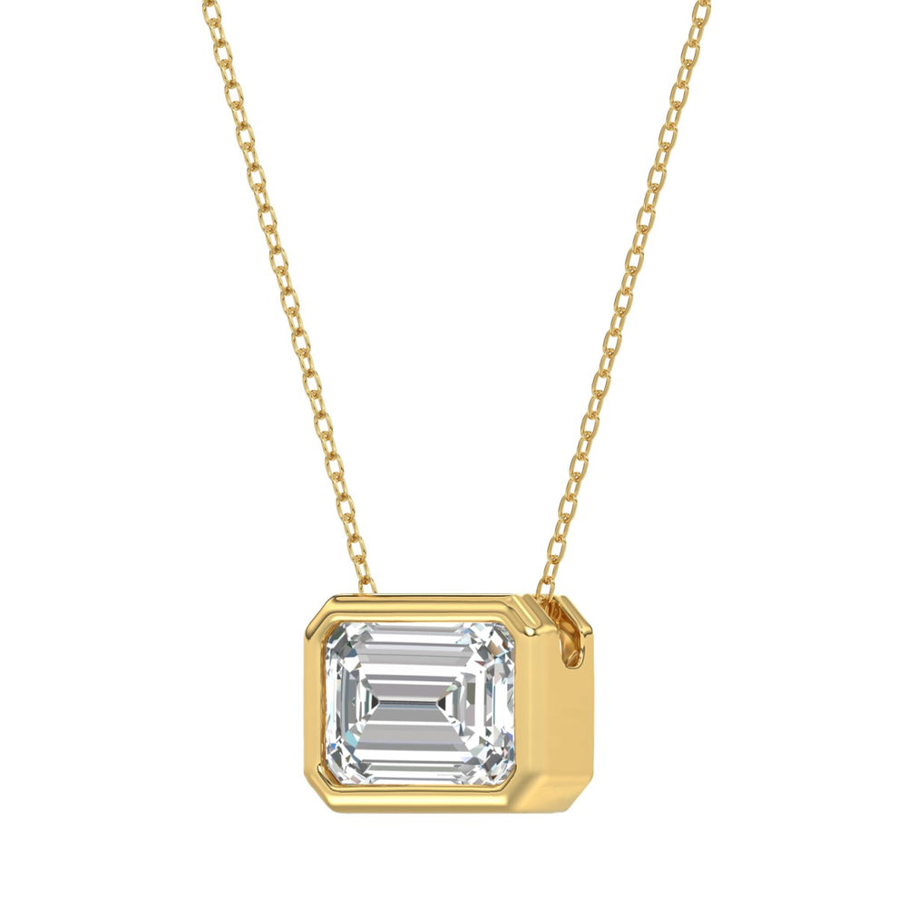 LADIES SOLITAIRE PENDANT 2CT EMERALD DIAMOND 14K YELLOW GOLD
