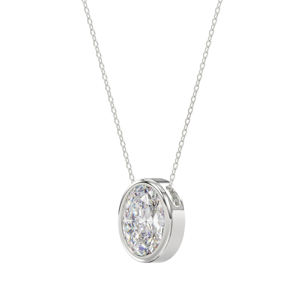 LADIES SOLITAIRE PENDANT 2CT OVAL DIAMOND 14K WHITE GOLD