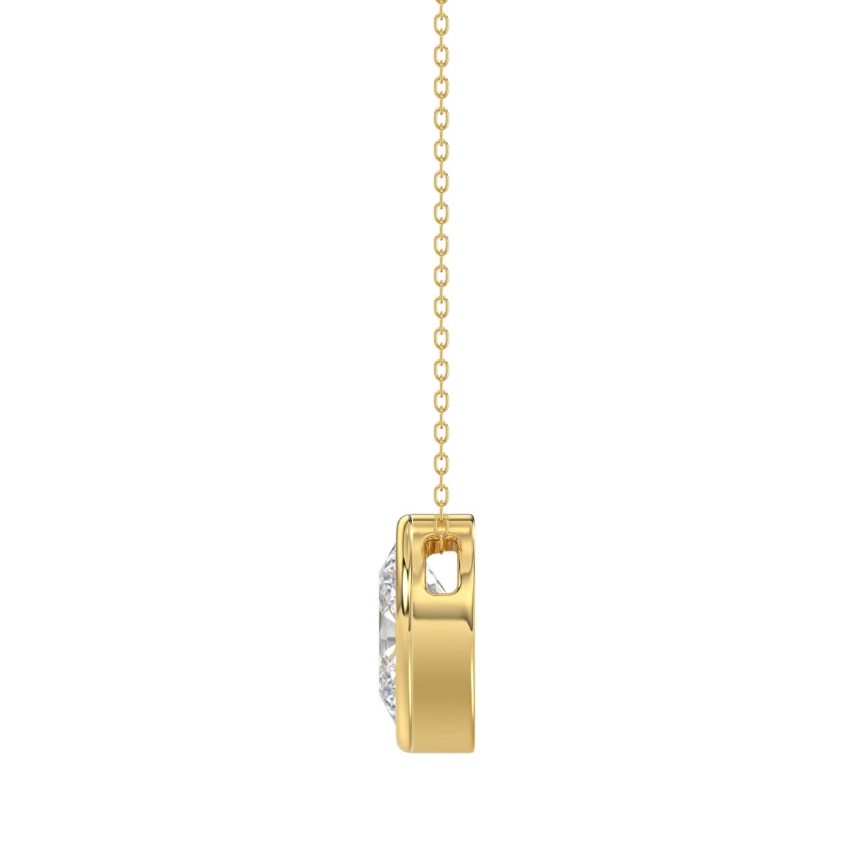 LADIES SOLITAIRE PENDANT 2CT OVAL DIAMOND 14K YELLOW GOLD