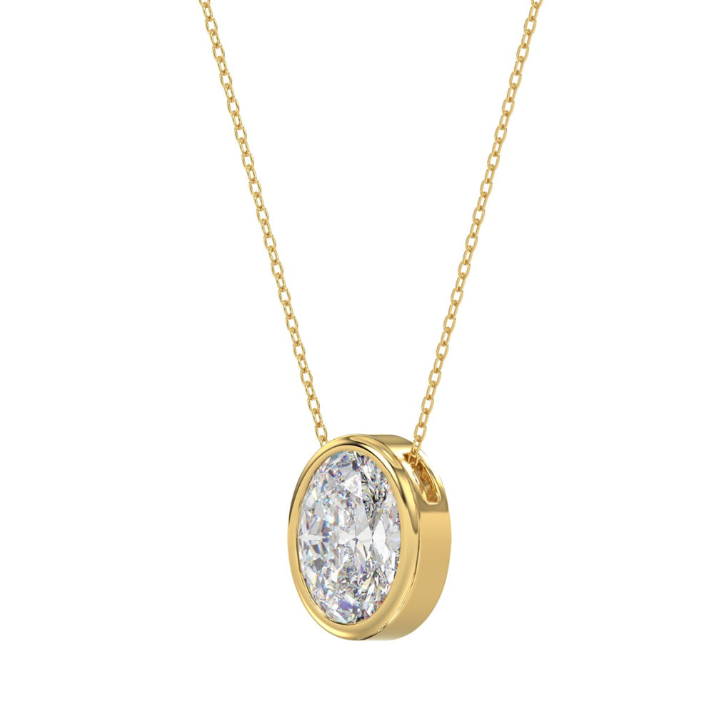 LADIES SOLITAIRE PENDANT 2CT OVAL DIAMOND 14K YELLOW GOLD
