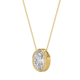 LADIES SOLITAIRE PENDANT 2CT OVAL DIAMOND 14K YELLOW GOLD