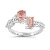 LADIES RING 2 1/4CT ROUND/EMERALD/PEAR/OVAL DIAMOND 14K WHITE GOLD (CENTER STONE OVAL/EMERALD DIAMOND 3/4CT 3/4CT )
