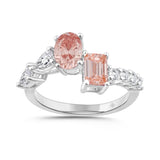 LADIES RING 2 1/4CT ROUND/EMERALD/PEAR/OVAL DIAMOND 14K WHITE GOLD (CENTER STONE OVAL/EMERALD DIAMOND 3/4CT 3/4CT )