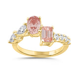 LADIES RING 2 1/4CT ROUND/EMERALD/PEAR/OVAL DIAMOND 14K YELLOW GOLD (CENTER STONE OVAL/EMERALD DIAMOND 3/4CT 3/4CT )