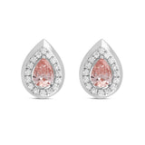 LADIES EARRINGS 1 1/3CT ROUND/PEAR DIAMOND 14K WHITE GOLD (CENTER STONE PEAR DIAMOND 1CT)