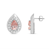 LADIES EARRINGS 1 1/3CT ROUND/PEAR DIAMOND 14K WHITE GOLD (CENTER STONE PEAR DIAMOND 1CT)