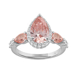 LADIES RING 3 3/4CT ROUND/PEAR DIAMOND 14K WHITE GOLD (CENTER STONE PEAR DIAMOND 2CT )
