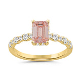 LADIES RING 1 1/2CT ROUND/EMERALD DIAMOND 14K YELLOW GOLD (CENTER STONE EMERALD DIAMOND 1CT)