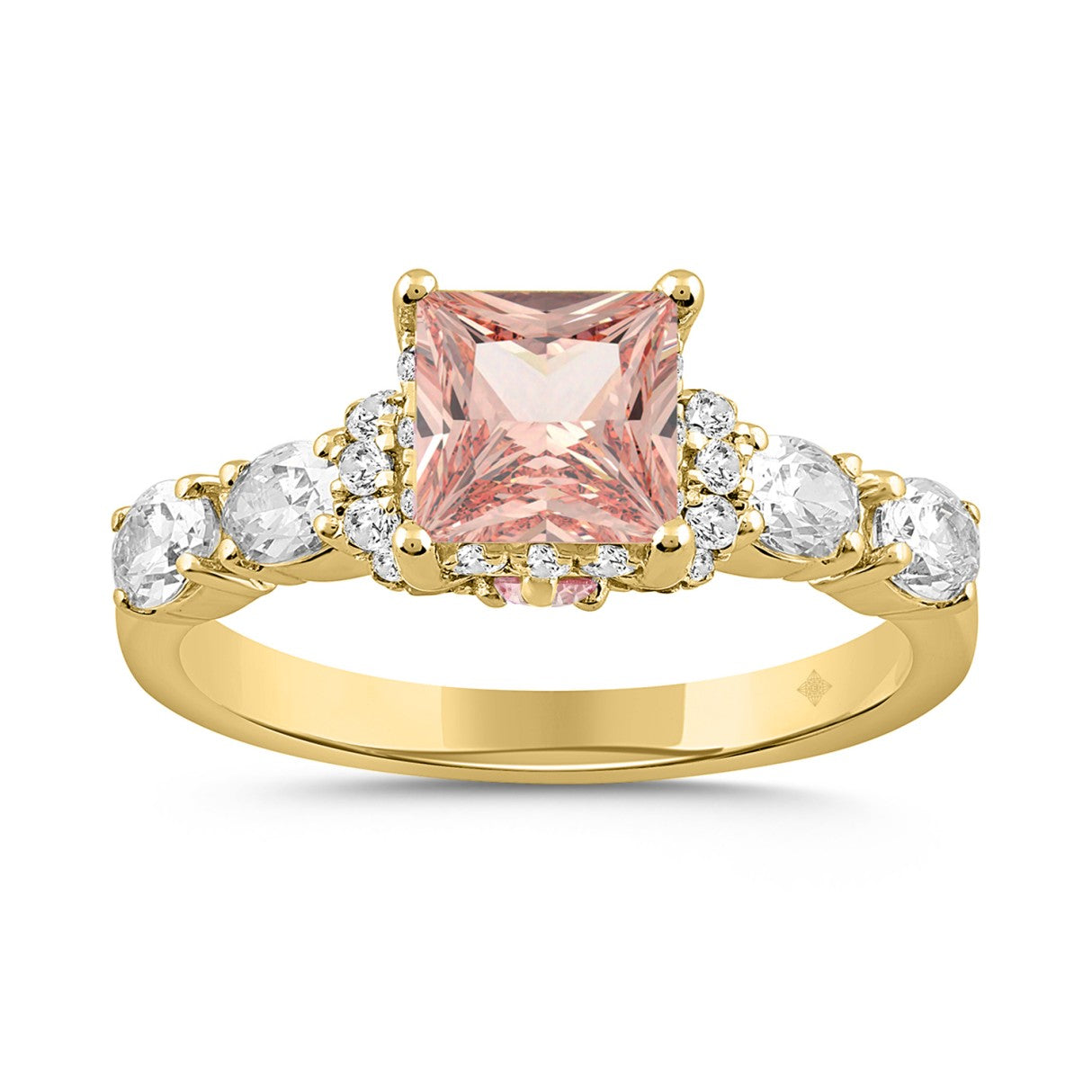 LADIES RING 2CT ROUND/PRINCESS/OVAL DIAMOND 14K YELLOW GOLD (CENTER STONE PRINCESS DIAMOND 1CT )