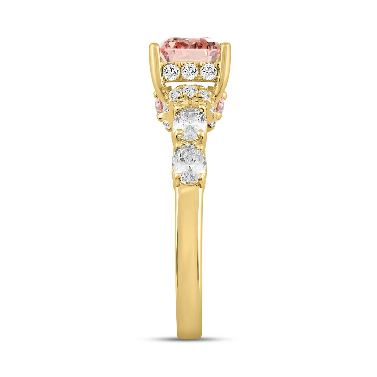 LADIES RING 2CT ROUND/PRINCESS/OVAL DIAMOND 14K YELLOW GOLD (CENTER STONE PRINCESS DIAMOND 1CT )