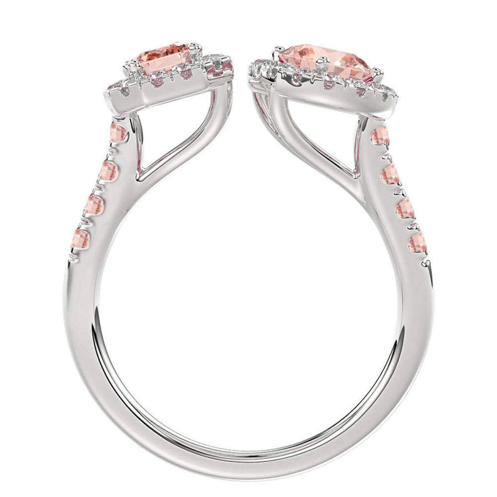 LADIES RING 1 1/2CT ROUND/EMERALD/PEAR DIAMOND 14K WHITE GOLD (CENTER STONE EMERALD DIAMOND 1/2CT/CENTER STONE PEAR 1/2CT)