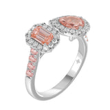 LADIES RING 1 1/2CT ROUND/EMERALD/PEAR DIAMOND 14K WHITE GOLD (CENTER STONE EMERALD DIAMOND 1/2CT/CENTER STONE PEAR 1/2CT)