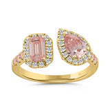 LADIES RING 1 1/2CT ROUND/EMERALD/PEAR DIAMOND 14K YELLOW GOLD (CENTER STONE EMERALD DIAMOND 1/2CT/CENTER STONE PEAR 1/2CT)