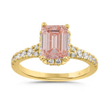 LADIES RING 2 1/5CT ROUND/EMERALD DIAMOND 14K YELLOW GOLD (CENTER STONE EMERALD DIAMOND 1 1/2CT )