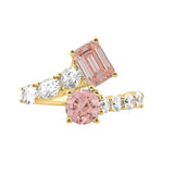 LADIES RING 2 3/4CT ROUND/OVAL/EMERALD DIAMOND 14K YELLOW GOLD (CENTER STONE ROUND/EMERALD DIAMOND 3/4CT 1CT )