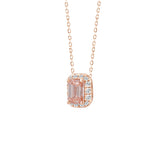LADIES PENDANT 1 1/5CT ROUND/EMERALD DIAMOND 14K ROSE GOLD WITH CHAIN (CENTER STONE EMERALD DIAMOND 1CT)