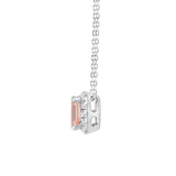 ETERNAL BLUSH COLLECTION LADIES PENDANT 1 1/5CT ROUND/EMERALD DIAMOND 14K WHITE GOLD WITH CHAIN (CENTER STONE PINK EMERALD DIAMOND 1CT)
