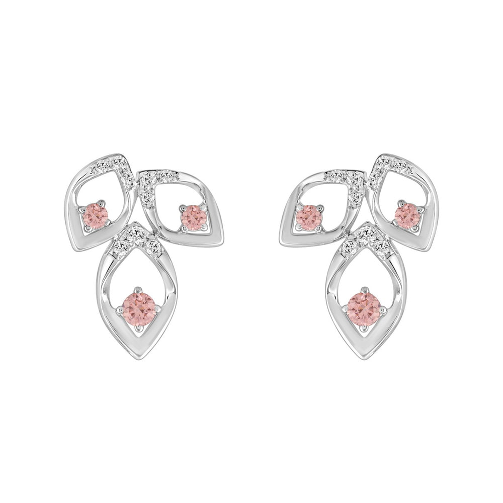 LADIES EARRINGS 1/2CT ROUND DIAMOND 14K WHITE GOLD (CENTER STONE ROUND DIAMOND 1/3CT )