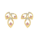 LADIES EARRINGS 1/2CT ROUND DIAMOND 14K YELLOW GOLD (CENTER STONE ROUND DIAMOND 1/3CT )