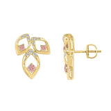 LADIES EARRINGS 1/2CT ROUND DIAMOND 14K YELLOW GOLD (CENTER STONE ROUND DIAMOND 1/3CT )