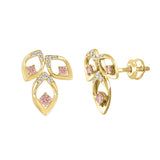 LADIES EARRINGS 1/2CT ROUND DIAMOND 14K YELLOW GOLD (CENTER STONE ROUND DIAMOND 1/3CT )