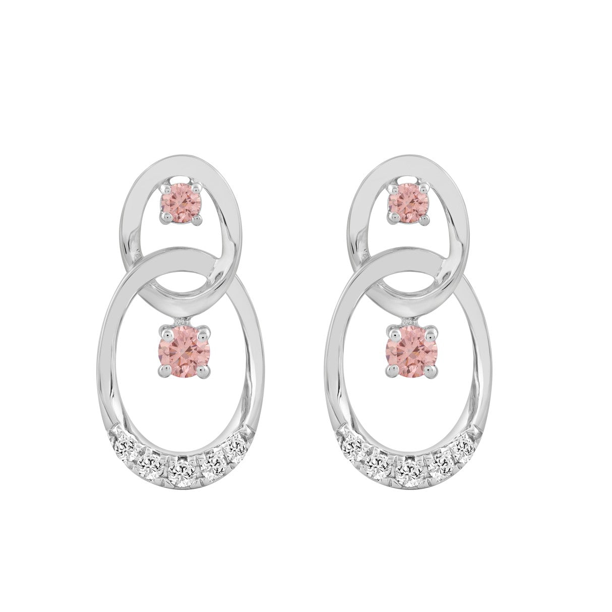 LADIES EARRINGS 1/2CT ROUND DIAMOND 14K WHITE GOLD (CENTER STONE ROUND DIAMOND 1/3CT )