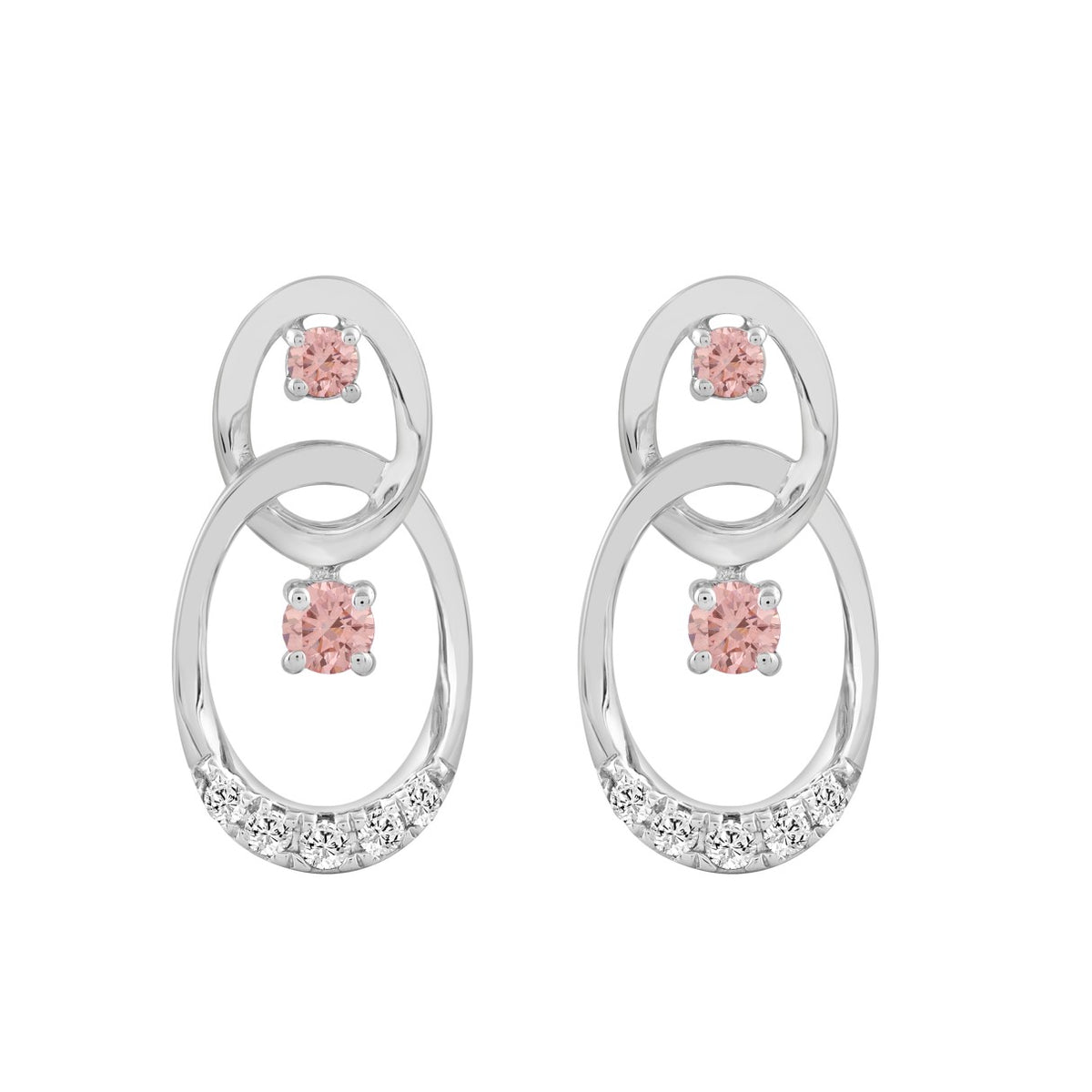 LADIES EARRINGS 1/2CT ROUND DIAMOND 14K WHITE GOLD (CENTER STONE ROUND DIAMOND 1/3CT )