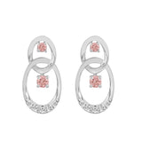 LADIES EARRINGS 1/2CT ROUND DIAMOND 14K WHITE GOLD (CENTER STONE ROUND DIAMOND 1/3CT )