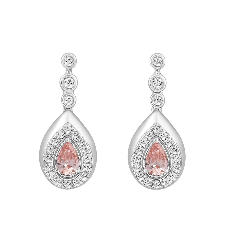 LADIES EARRINGS 1 1/2CT ROUND/PEAR DIAMOND 14K WHITE GOLD (CENTER STONE PEAR DIAMOND 1CT)