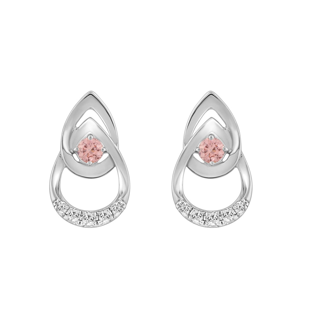 LADIES EARRINGS 1/3CT ROUND DIAMOND 14K WHITE GOLD (CENTER STONE ROUND DIAMOND 1/5CT )