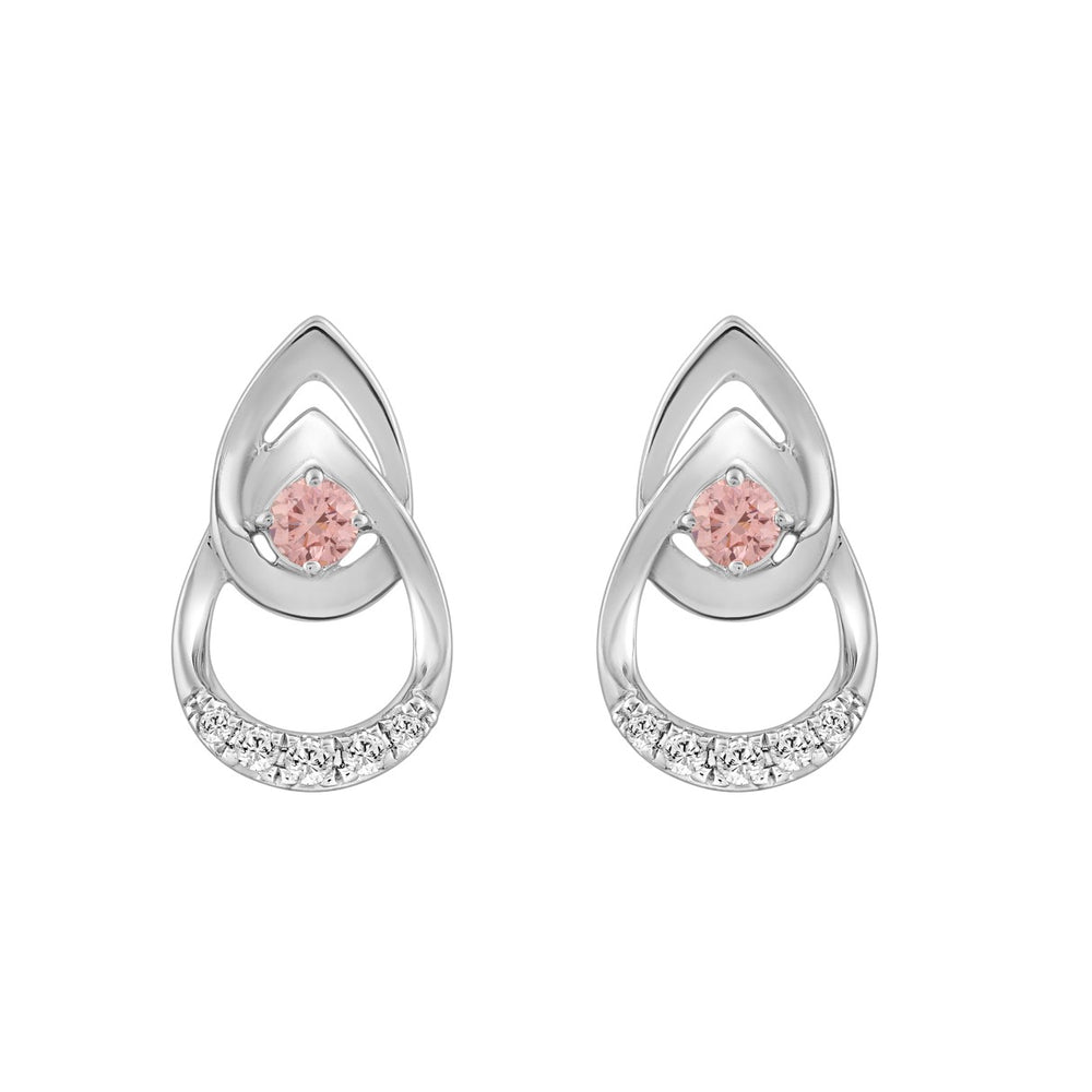 LADIES EARRINGS 1/3CT ROUND DIAMOND 14K WHITE GOLD (CENTER STONE ROUND DIAMOND 1/5CT )