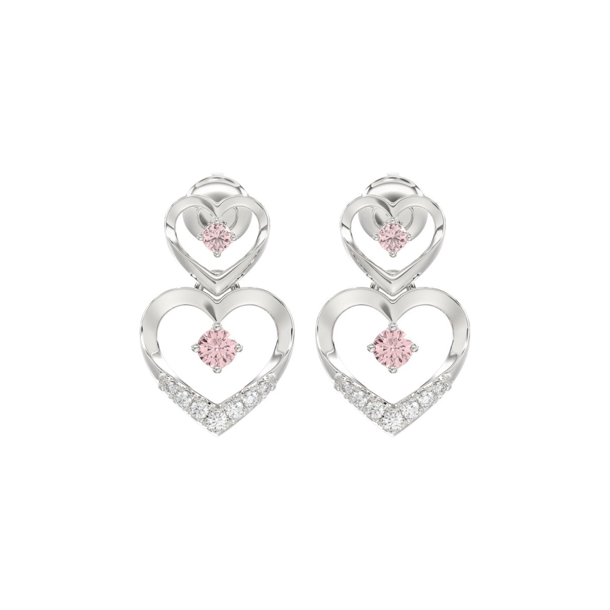 LADIES EARRINGS 1/2CT ROUND DIAMOND 14K WHITE GOLD