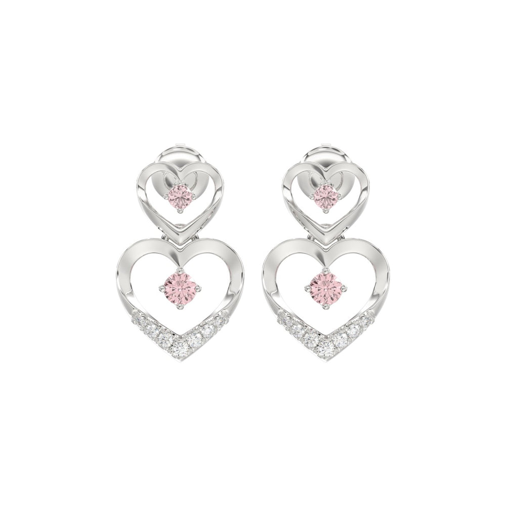 LADIES EARRINGS 1/2CT ROUND DIAMOND 14K WHITE GOLD