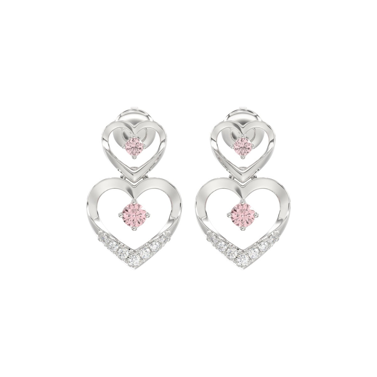 LADIES EARRINGS 1/2CT ROUND DIAMOND 14K WHITE GOLD
