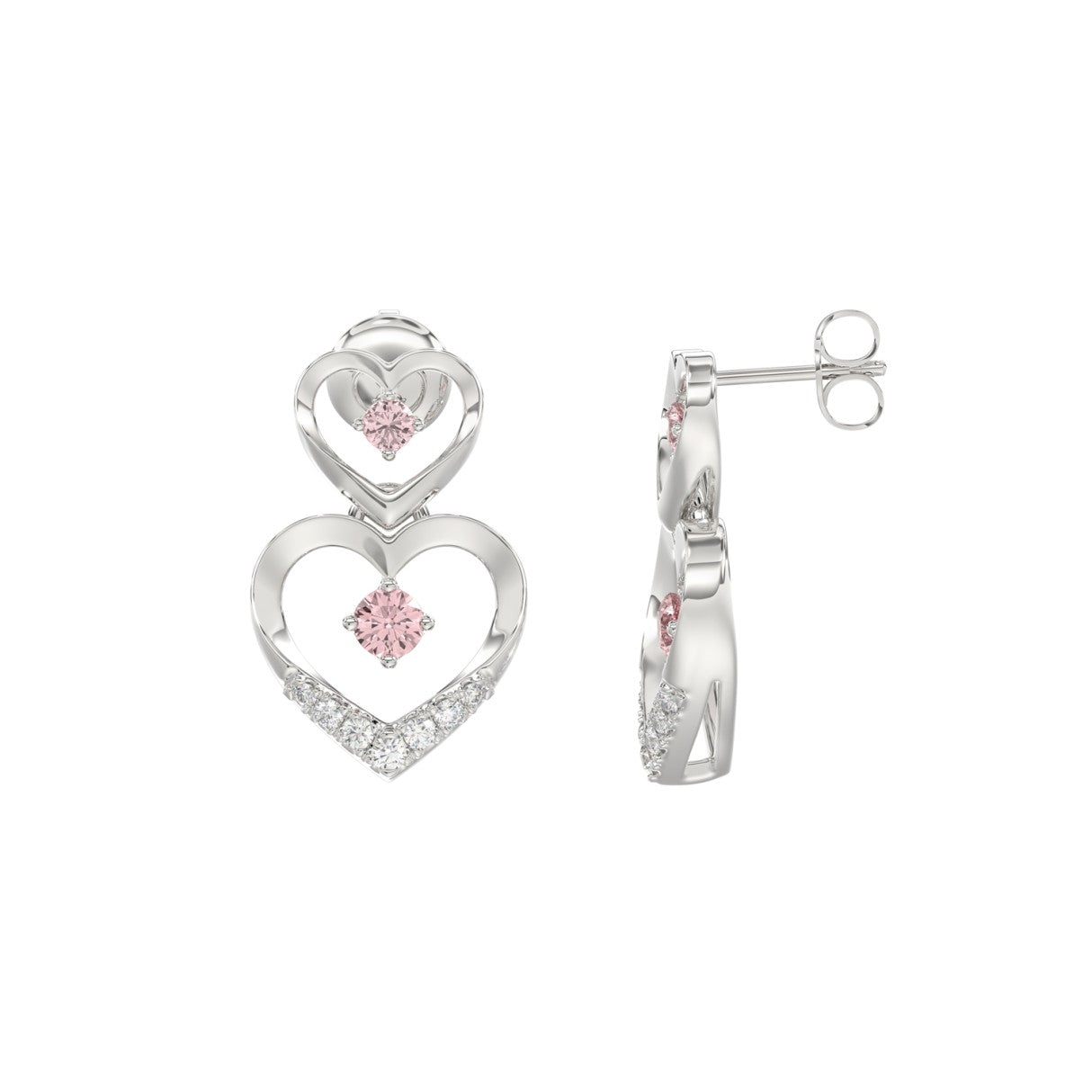 LADIES EARRINGS 1/2CT ROUND DIAMOND 14K WHITE GOLD