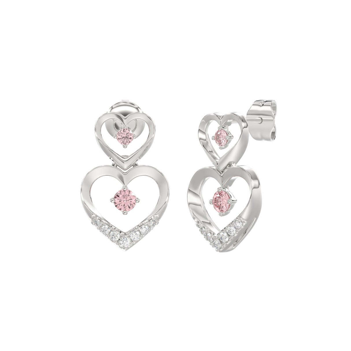 LADIES EARRINGS 1/2CT ROUND DIAMOND 14K WHITE GOLD