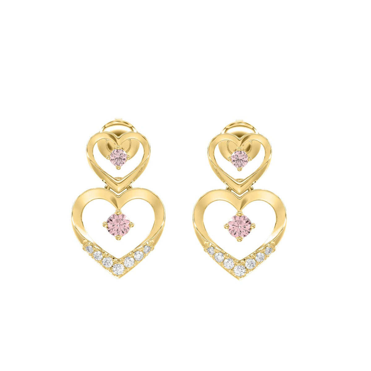 LADIES EARRINGS 1/2CT ROUND DIAMOND 14K YELLOW GOLD