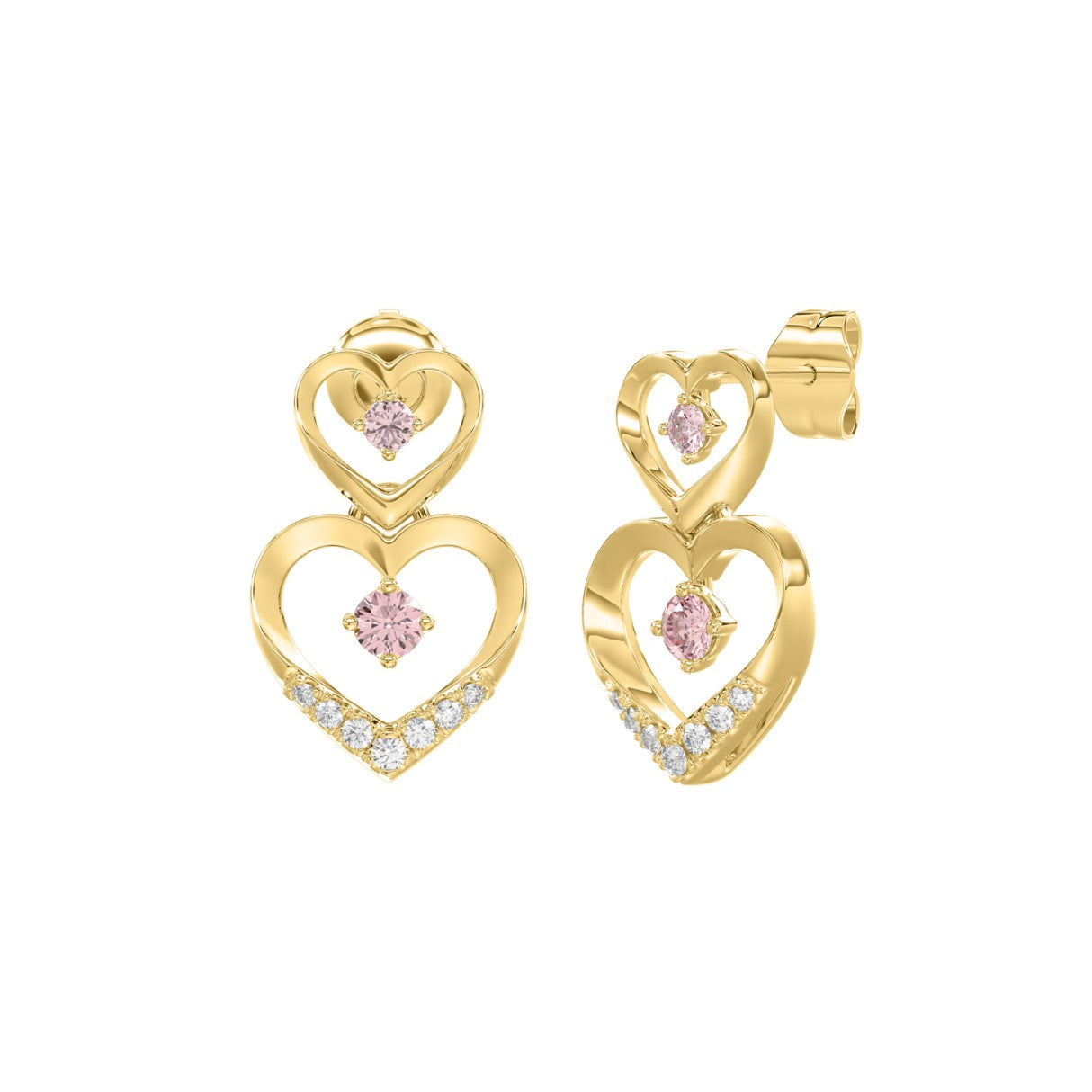 LADIES EARRINGS 1/2CT ROUND DIAMOND 14K YELLOW GOLD