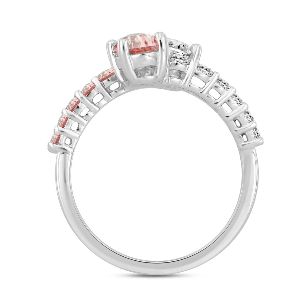 ETERNAL BLUSH COLLECTION LADIES RING 1 1/2CT ROUND/OVAL DIAMOND 14K WHITE GOLD (CENTER STONE PINK OVAL DIAMOND 1/2CT)