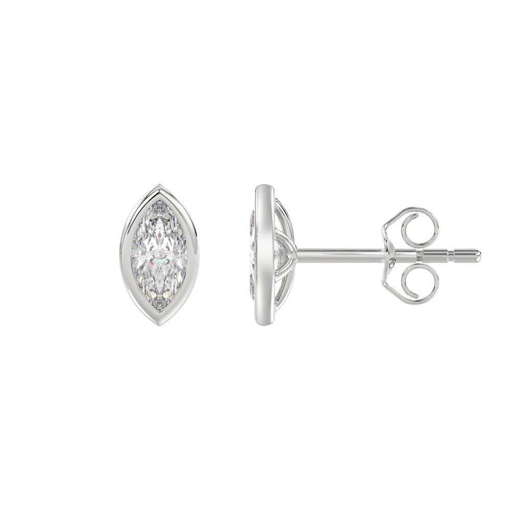 LADIES SOLITAIRE EARRINGS 1CT MARQUISE DIAMOND 14K WHITE GOLD