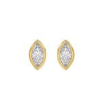 LADIES SOLITAIRE EARRINGS 1CT MARQUISE DIAMOND 14K YELLOW GOLD