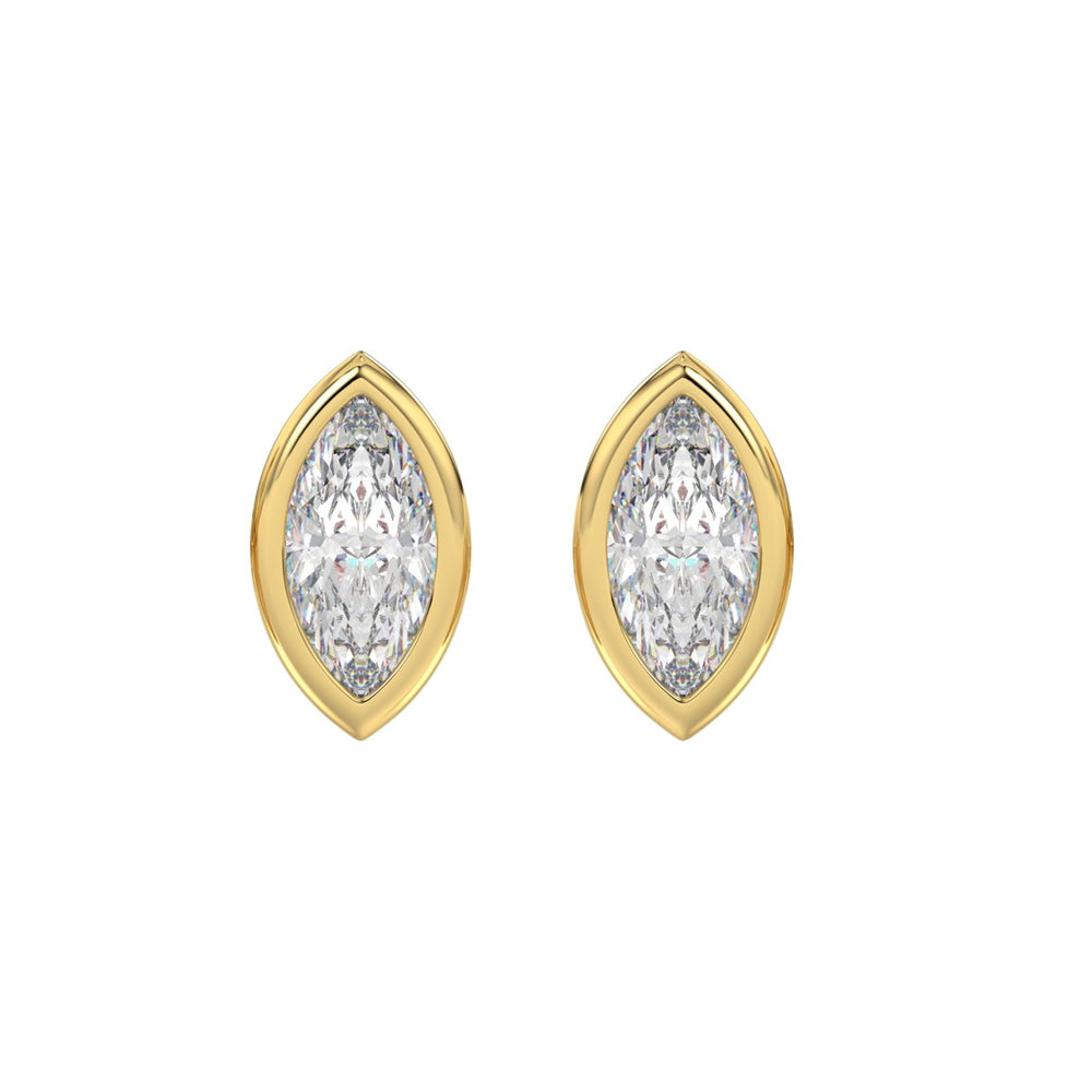 LADIES SOLITAIRE EARRINGS 3CT MARQUISE DIAMOND 14K YELLOW GOLD