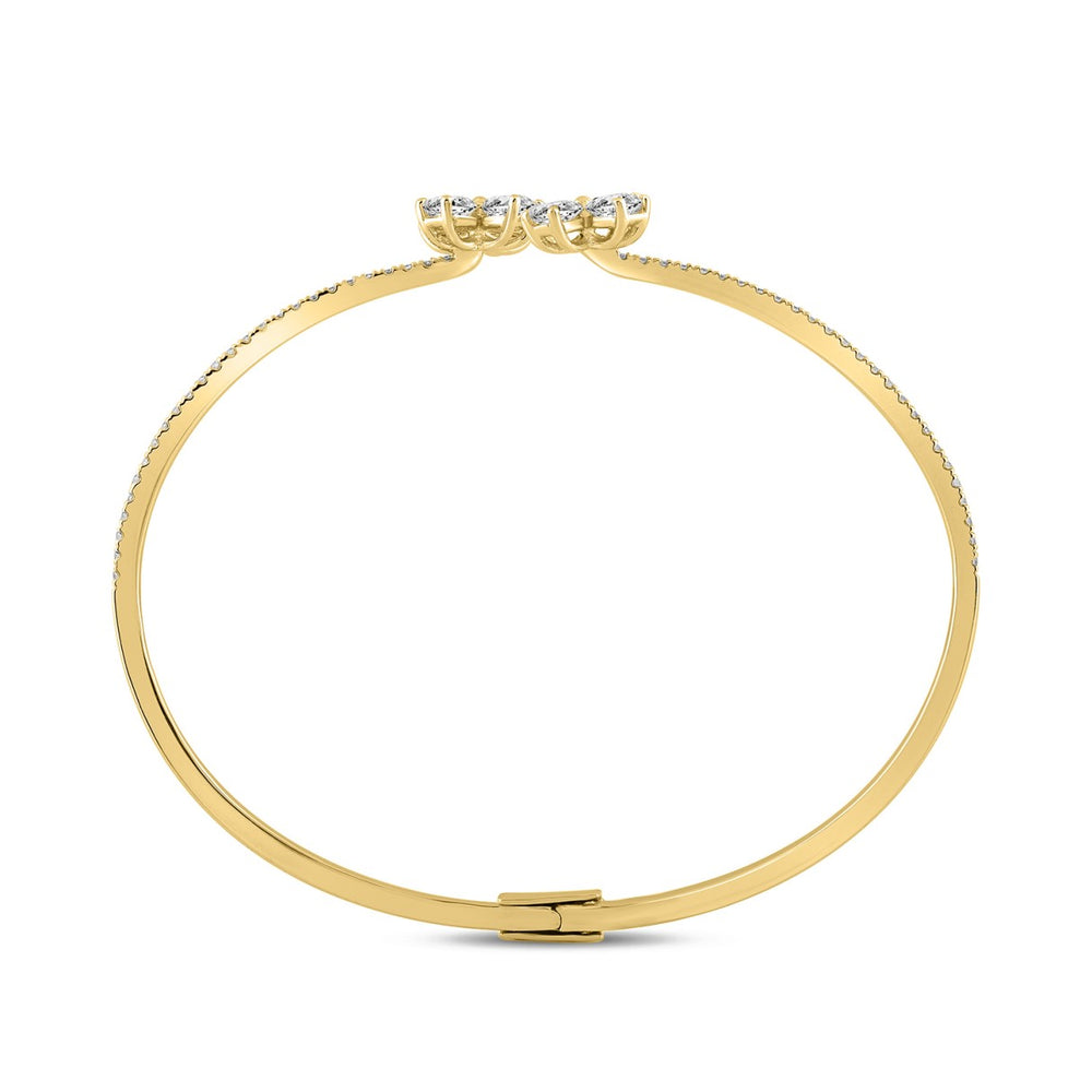 LADIES BANGLE 1 1/2CT ROUND/PEAR DIAMOND 14K YELLOW GOLD 