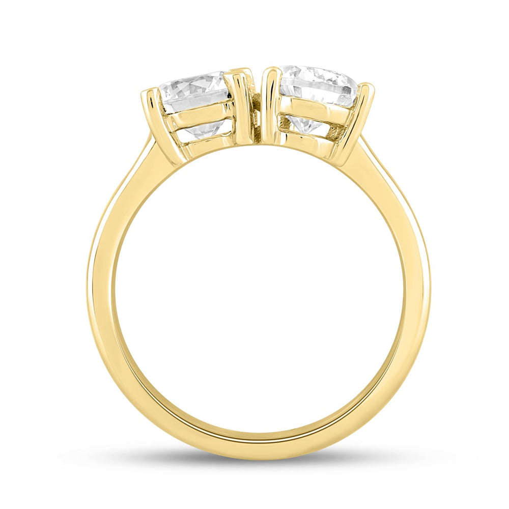 LADIES RING 2CT ROUND/PEAR DIAMOND 14K YELLOW GOLD