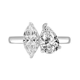 LADIES RING 2 1/2CT PEAR/MARQUISE DIAMOND 14K WHITE GOLD