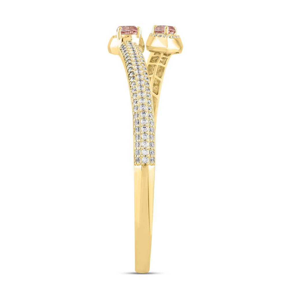 LADIES BANGLE 3CT ROUND/PEAR DIAMOND 14K YELLOW GOLD (CENTER STONE PEAR DIAMOND 1/2CT )