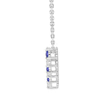 LADIES PENDANT 3/4CT ROUND/BLUE SAPHIRE DIAMOND 14K WHITE GOLD 