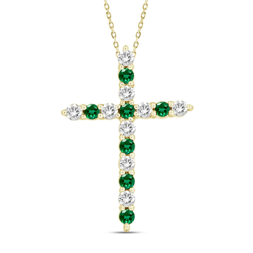 LADIES PENDANT 3/4CT ROUND GREEN DIAMOND 14K YELLOW GOLD 